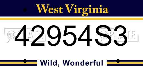 42954S3 West Virginia License Plate