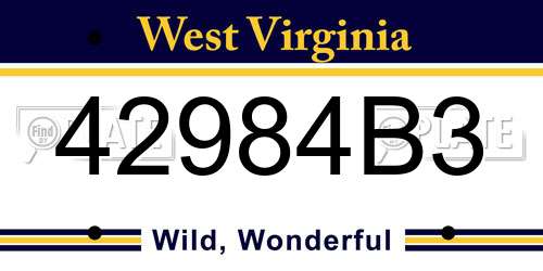 42984B3 West Virginia License Plate