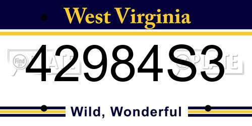 42984S3 West Virginia License Plate