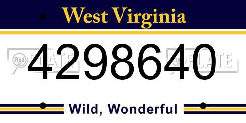 4298640 West Virginia License Plate