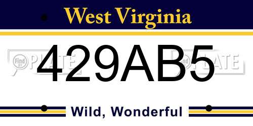 429AB5 West Virginia License Plate