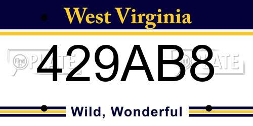 429AB8 West Virginia License Plate