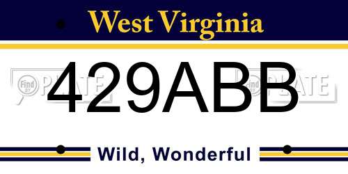 429ABB West Virginia License Plate