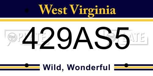 429AS5 West Virginia License Plate