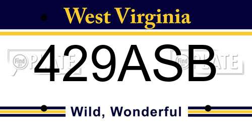 429ASB West Virginia License Plate