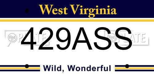 429ASS West Virginia License Plate