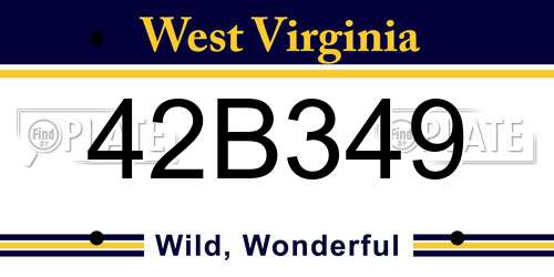 42B349 West Virginia License Plate