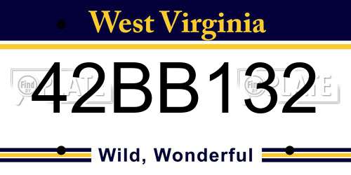 42BB132 West Virginia License Plate