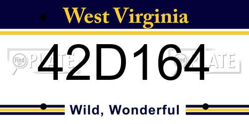 42D164 West Virginia License Plate