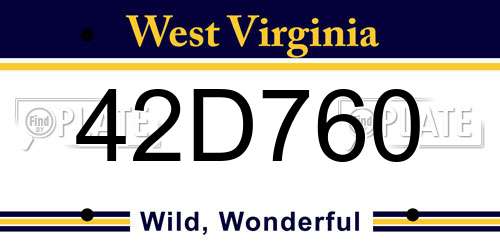 42D760 West Virginia License Plate