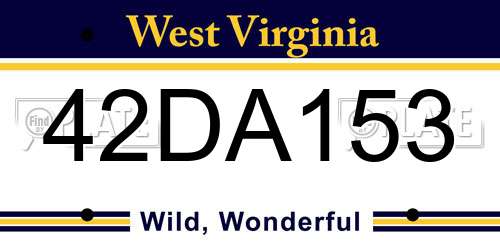 42DA153 West Virginia License Plate