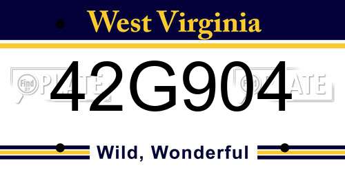 42G904 West Virginia License Plate