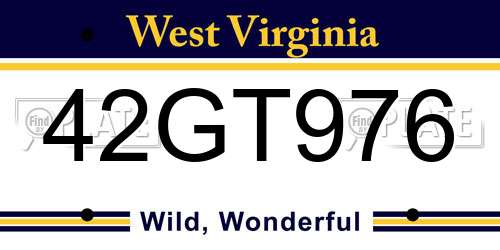 42GT976 West Virginia License Plate