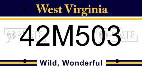42M503 West Virginia License Plate