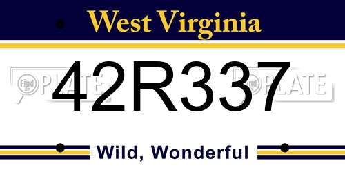 42R337 West Virginia License Plate