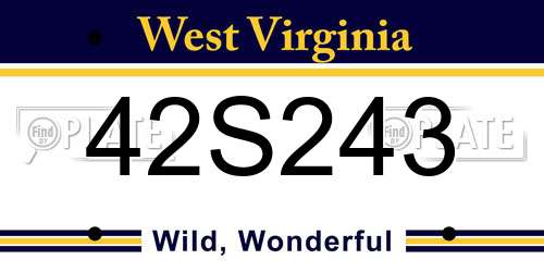 42S243 West Virginia License Plate