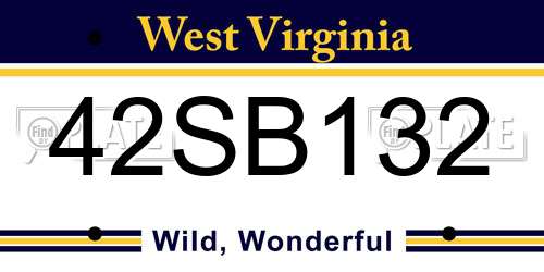 42SB132 West Virginia License Plate