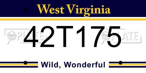 42T175 West Virginia License Plate