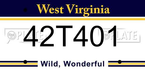 42T401 West Virginia License Plate