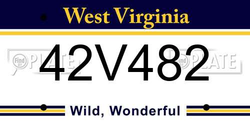 42V482 West Virginia License Plate