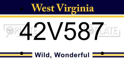 42V587 West Virginia License Plate