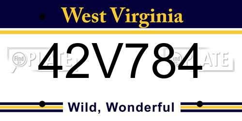 42V784 West Virginia License Plate