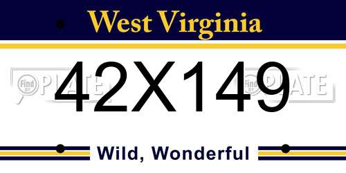 42X149 West Virginia License Plate