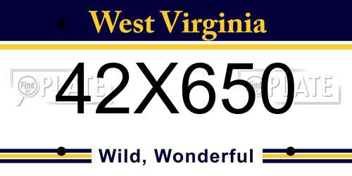 42X650 West Virginia License Plate