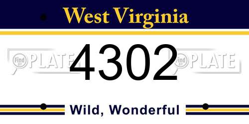 4302 West Virginia License Plate