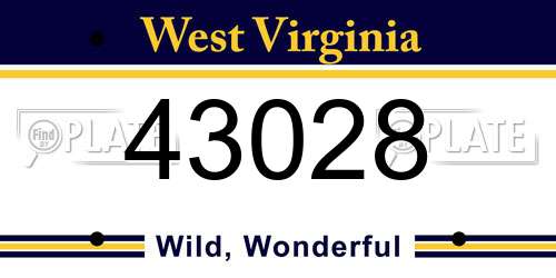 43028 West Virginia License Plate