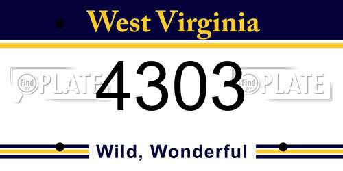 4303 West Virginia License Plate