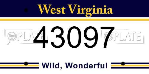 43097 West Virginia License Plate