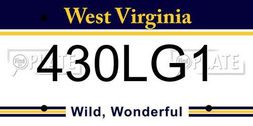 430LG1 West Virginia License Plate