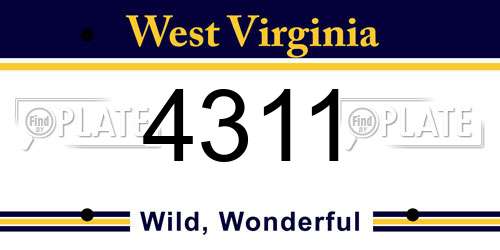 4311 West Virginia License Plate