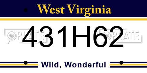 431H62 West Virginia License Plate
