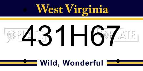 431H67 West Virginia License Plate