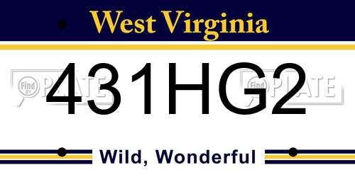 431HG2 West Virginia License Plate