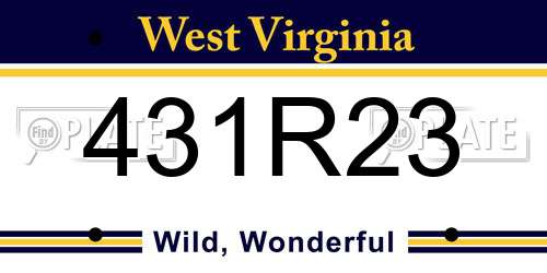 431R23 West Virginia License Plate