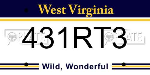 431RT3 West Virginia License Plate
