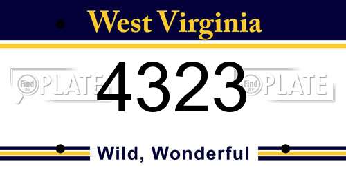 4323 West Virginia License Plate
