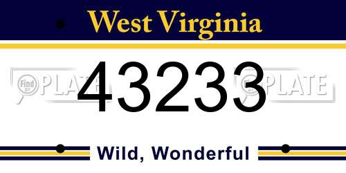 43233 West Virginia License Plate