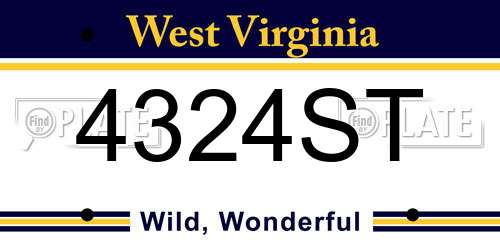 4324ST West Virginia License Plate