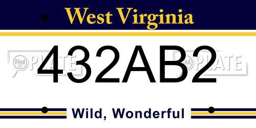 432AB2 West Virginia License Plate