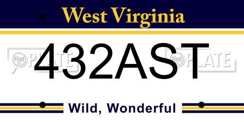 432AST West Virginia License Plate