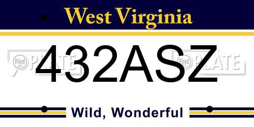432ASZ West Virginia License Plate