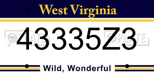 43335Z3 West Virginia License Plate
