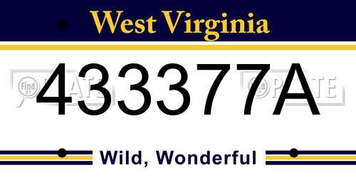 433377A West Virginia License Plate