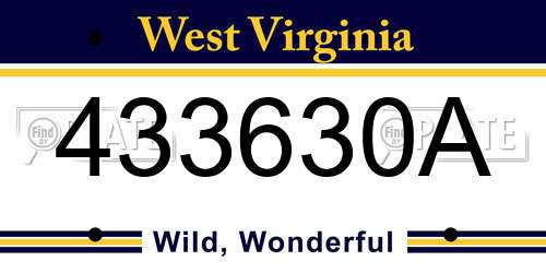 433630A West Virginia License Plate