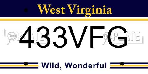 433VFG West Virginia License Plate