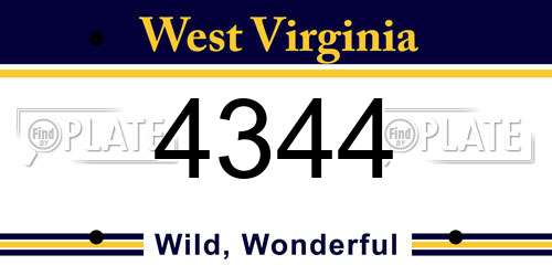 4344 West Virginia License Plate